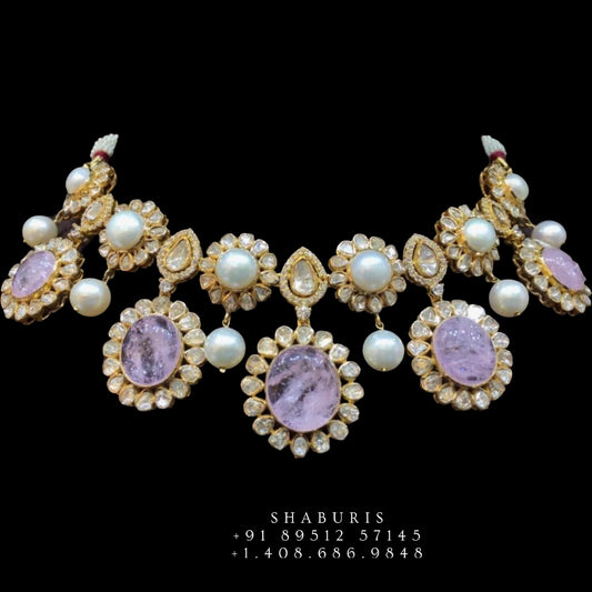 Polki choker polki necklace polki jewelry, diamond set,Swarovski diamond,Indian diamond necklace silver,diamond set for kids,kids jewelry,Indian jewelry