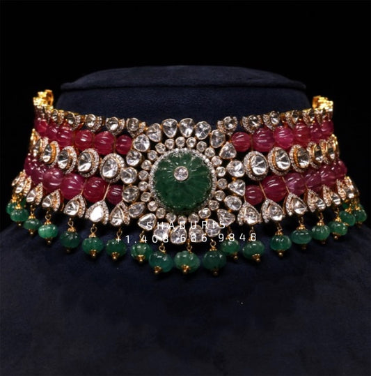 Polki Necklace Polki Choker Statement Necklace Wedding Jewelry Diamond Jewelry