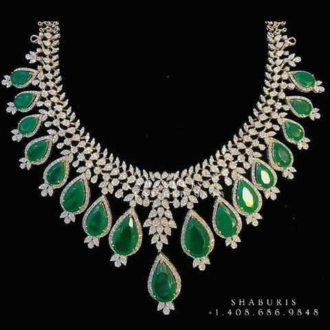 Diamond necklace,Pure silver choker Indian necklace ,maang tikka sabyasachi jewelry inspired Shaburis