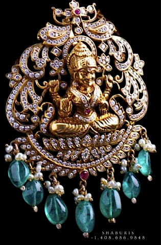 Temple Jewelry,Pure Silver Jewellery Indian ,Lakshmi Pendant,Temple Pendent,Indian Bridal,Indian Wedding Jewelry-NIHIRA-SHABURIS