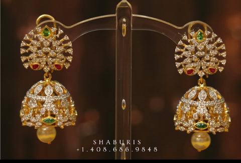 South Indian Uncut Diamonds Victorian Gold Earring
