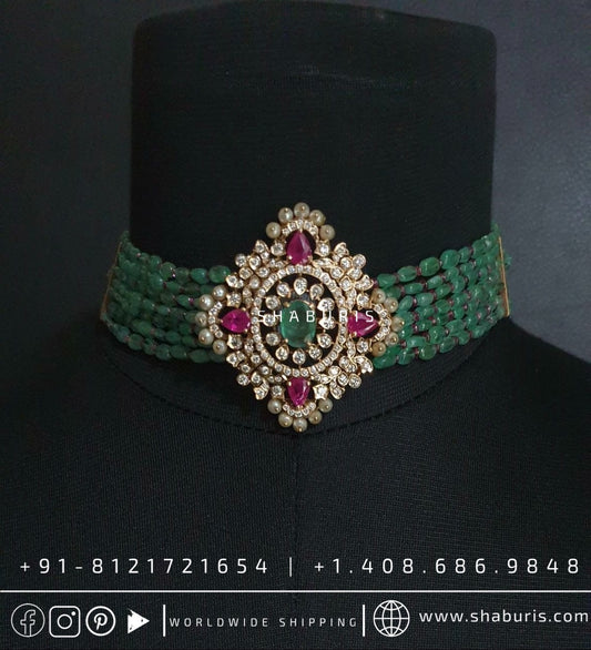 Diamond Choker Diamond Jhumka Diamond Earrings Antique Earrings Antique Jhumka Pure Silver jewelry Indian ,diamond Necklace-SHABURIS