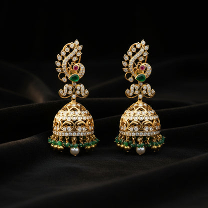 Diamond Jhumkas Diamond Earrings Diamond Chandbalis 925 Silver Jewelry Silver Earrings - SHABURIS