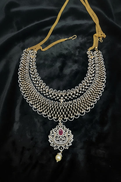 Swarovski Diamond Choker Pure Silver jewelry Indian ,diamond Necklace,Indian Necklace,Indian Bridal,Indian Wedding Jewelry-NIHIRA-SHABURIS