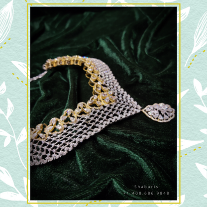 Pure Silver jewelry indian diamond haram diamond necklace sabyasachi jewelry inspired 22ct dipped jewelry indian jewelry -SHABURIS